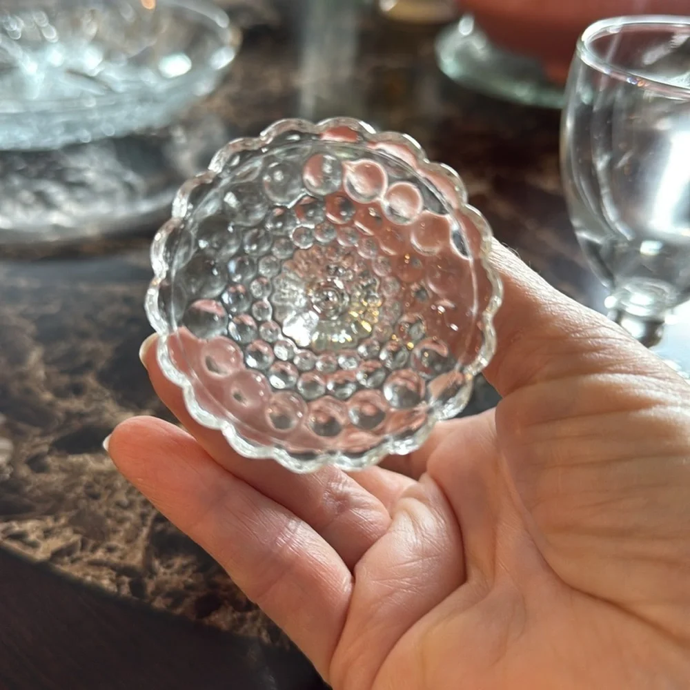Vintage footed bubble glasses set of 2